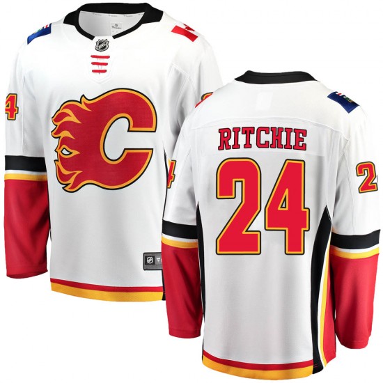 Men's Calgary Flames #24 Brett Ritchie Breakaway Away Jersey - White