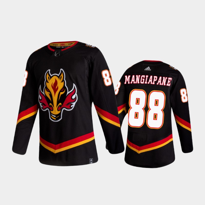 Men's Calgary Flames #88 Andrew Mangiapane Reverse Retro 2020-21 Black Authentic Jersey