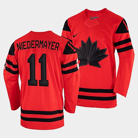 Men's Canada Hockey Scott Niedermayer Red 2022 Winter Olympic #11 Gold Winner Jersey