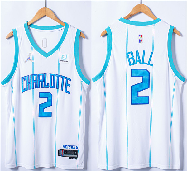 Men's Charlotte Hornets #2 LaMelo Ball White 75th Anniversary Stitched NBA Jersey