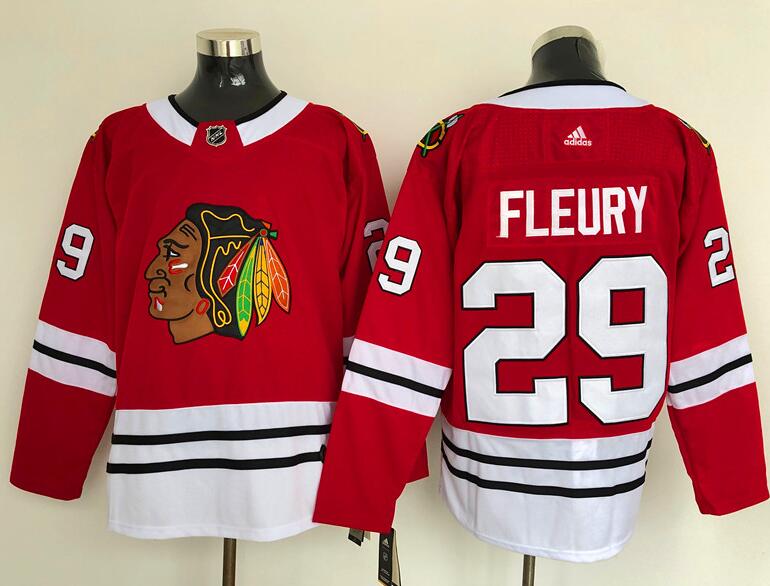 Men's Chicago Blackhawks #29 Marc-Andre Fleury adidas Home Authentic Red Player Jersey