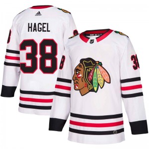 Men's Chicago Blackhawks #38 Brandon Hagel Adidas Authentic Away White Jersey