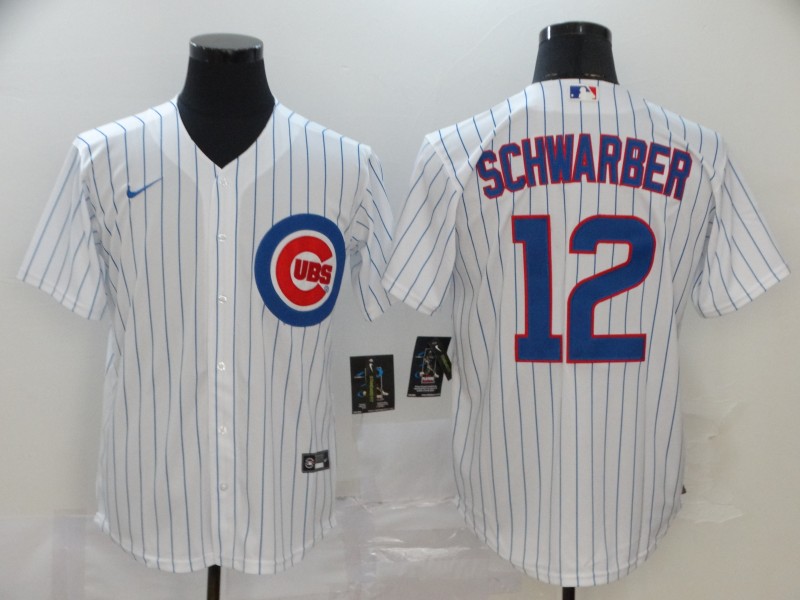 Men's Chicago Cubs #12 Kyle Schwarber White Stitched MLB Cool Base Nike Jersey