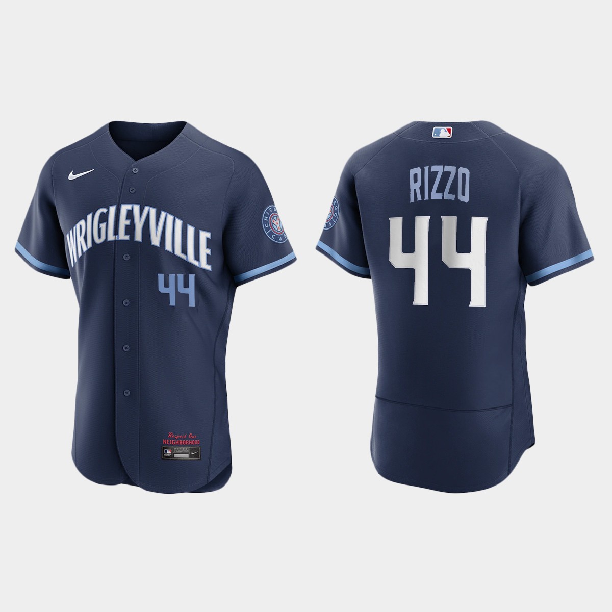 Men's Chicago Cubs #44 Anthony Rizzo Men's Nike 2021 City Connect Authentic Navy MLB Jersey