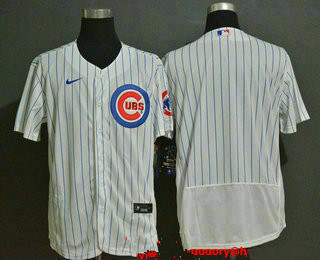 Men's Chicago Cubs Blank White Home Stitched MLB Flex Base Nike Jersey