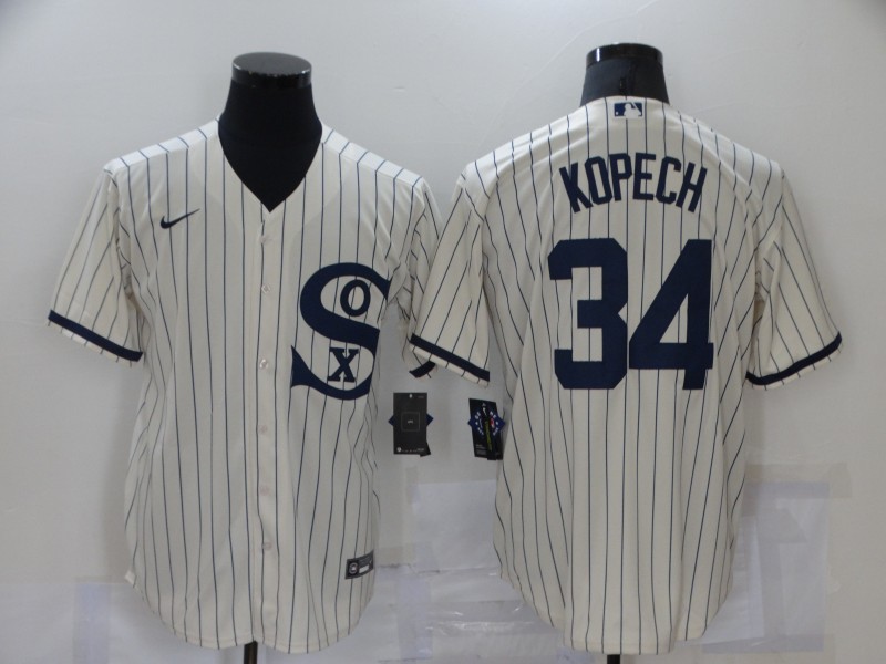 Men's Chicago White Sox #34 Michael Kopech 2021 Cream Field of Dreams Name Cool Base Stitched Nike Jersey