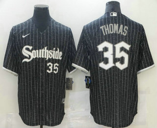 Men's Chicago White Sox #35 Frank Thomas Black With Small Number 2021 City Connect Stitched MLB Cool Base Nike Jersey