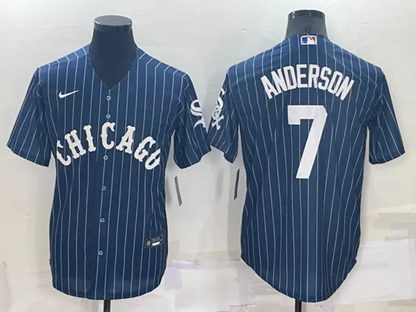 Men's Chicago White Sox #7 Tim Anderson Navy Cool Base Stitched Jersey