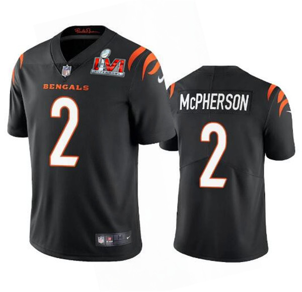 Men's Cincinnati Bengals #2 Evan McPherson 2022 Black Super Bowl LVI Vapor Limited Stitched Jersey