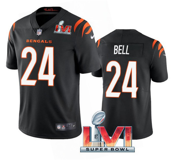 Men's Cincinnati Bengals #24 Vonn Bell 2022 Black Super Bowl LVI Vapor Limited Stitched Jersey