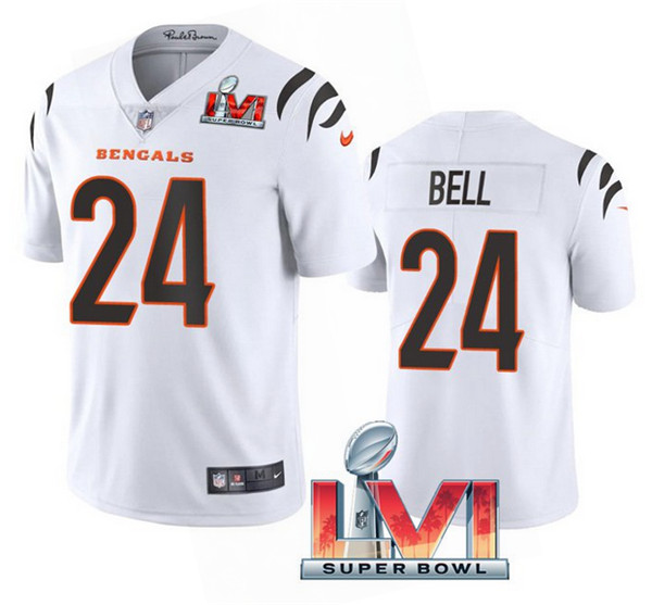 Men's Cincinnati Bengals #24 Vonn Bell 2022 White Super Bowl LVI Vapor Limited Stitched Jersey