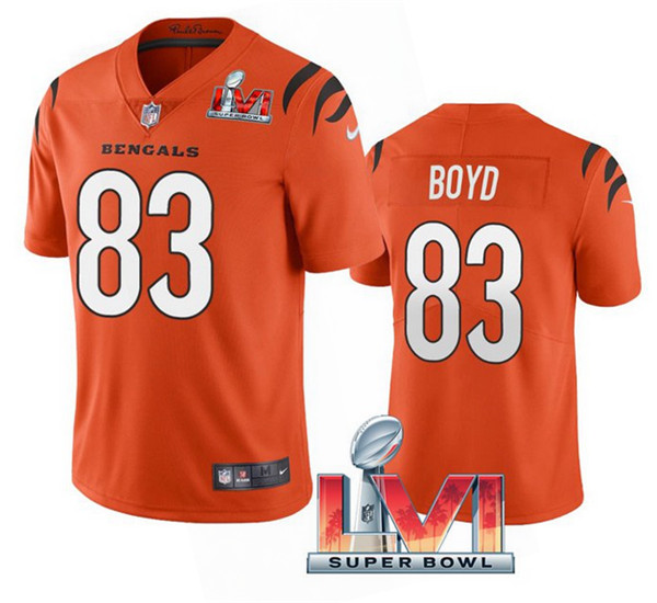 Men's Cincinnati Bengals #83 Tyler Boyd 2022 Orange Super Bowl LVI Vapor Limited Stitched Jersey