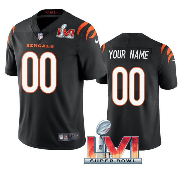 Men's Cincinnati Bengals ACTIVE PLAYER Custom 2022 Black Super Bowl LVI Vapor Limited Stitched Jersey