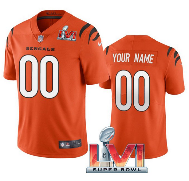 Men's Cincinnati Bengals ACTIVE PLAYER Custom 2022 Orange Super Bowl LVI Vapor Limited Stitched Jersey