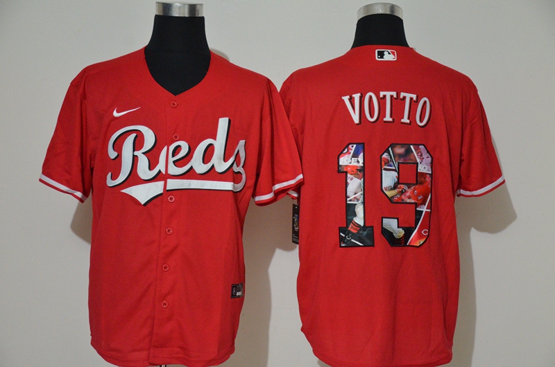 Men's Cincinnati Reds #19 Joey Votto Red Unforgettable Moment Stitched Fashion MLB Cool Base Nike Jersey