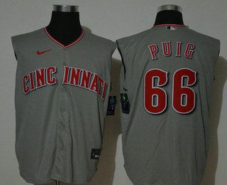 Men's Cincinnati Reds #66 Yasiel Puig Gray 2020 Cool and Refreshing Sleeveless Fan Stitched MLB Nike Jersey