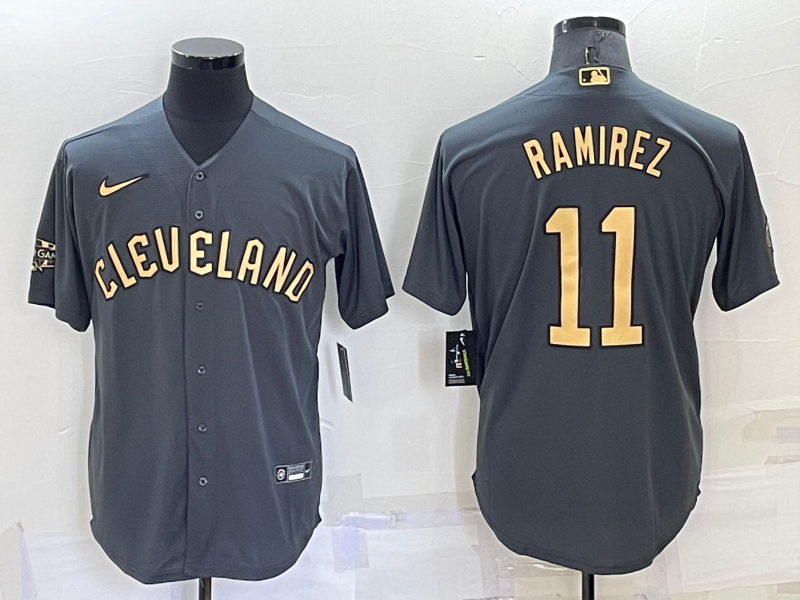 Men's Cleveland Indians #11 Jose Ramirez Grey 2022 All Star Stitched Cool Base Nike Jersey