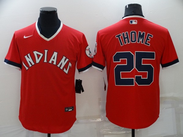 Men's Cleveland Indians #25 Jim Thome Red Stitched Baseball Jersey