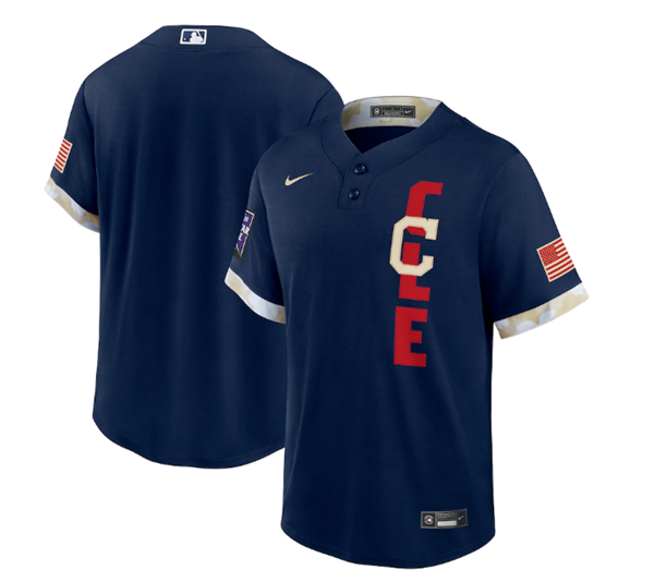 Men's Cleveland Indians Blank 2021 Navy All-Star Cool Base Stitched MLB Jersey
