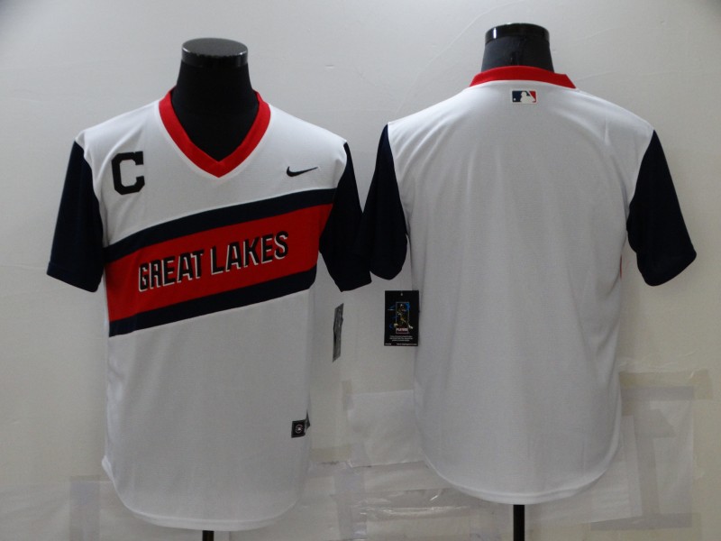 Men's Cleveland Indians Blank White 2021 Little League Classic Stitched Nike Jersey