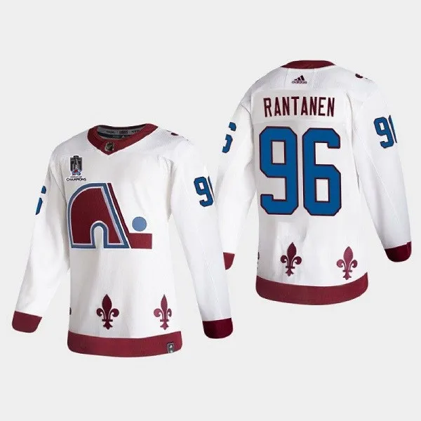 Men's Colorado Avalanche #96 Mikko Rantanen 2022 White Stanley Cup Champions Patch Stitched Jersey
