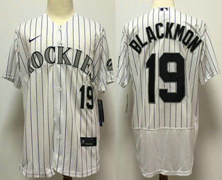 Men's Colorado Rockies #19 Charlie Blackmon White Stitched MLB Flex Base Nike Jersey