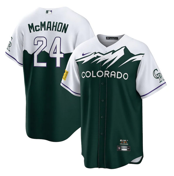 Men's Colorado Rockies #24 Ryan McMahon Green 2022 City Connect Cool Base Stitched Baseball Jersey