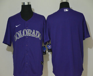 Men's Colorado Rockies Blank Purple Stitched MLB Cool Base Nike Jersey