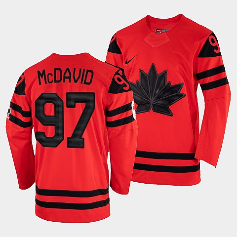 Men's Connor McDavid Canada Hockey Red 2022 Beijing Winter Olympic #97 Away Rrplica Jersey