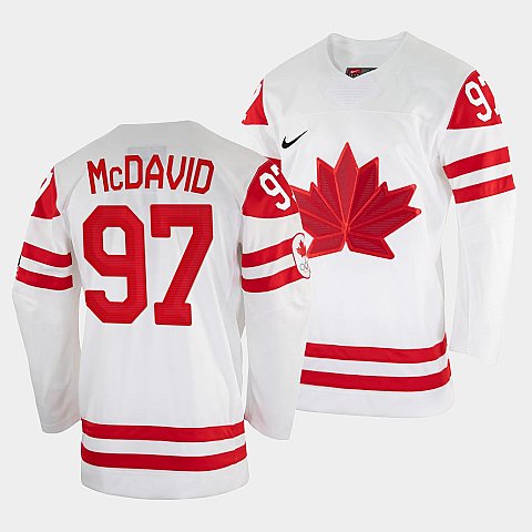 Men's Connor McDavid Canada Hockey White 2022 Beijing Winter Olympic #97 Home Rrplica Jersey