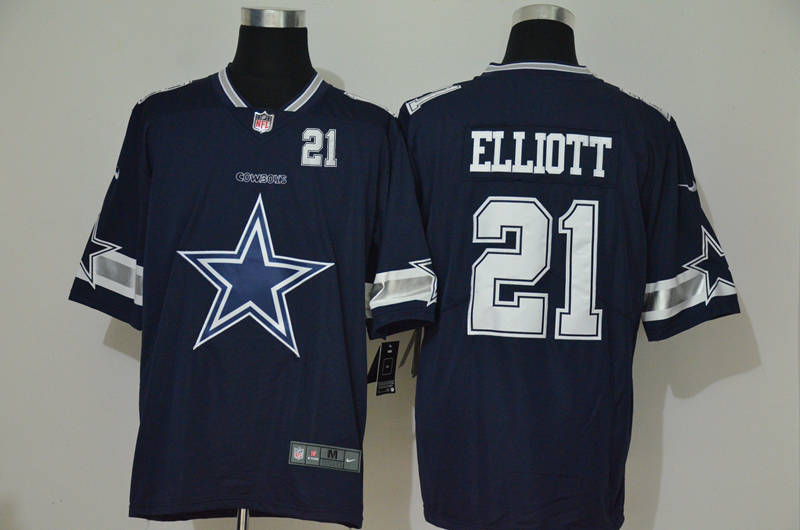 ماس تك Men's Dallas Cowboys #21 Ezekiel Elliott White Black Peaceful ... ماس تك