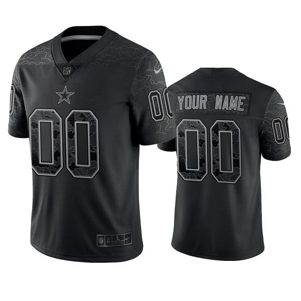 Men's Dallas Cowboys Active Player Custom Black Reflective Limited Stitched Football Jersey