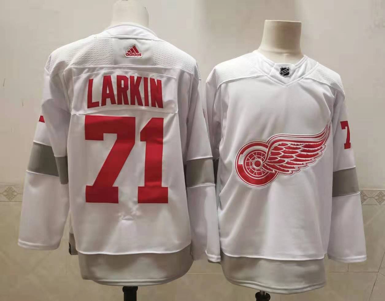 Men's Detroit Red Wings #71 Dylan Larkin White Adidas 2020-21 Alternate Authentic Player NHL Jersey