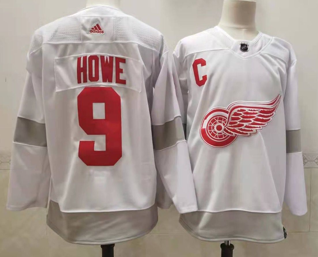 Men's Detroit Red Wings #9 Gordie Howe White Adidas 2020-21 Alternate Authentic Player NHL Jersey