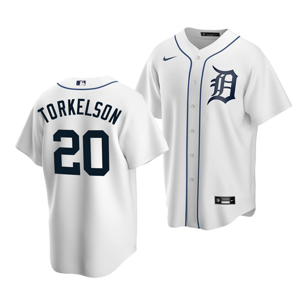 Men's Detroit Tigers #20 Spencer Torkelson White Cool Base Stitched Jersey