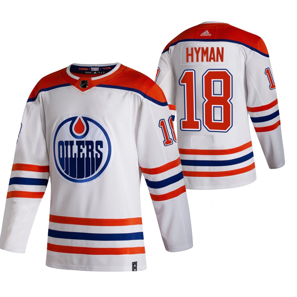 Men's Edmonton Oilers #18 Zach Hyman White 2021 Reverse Retro Special Edition Jersey