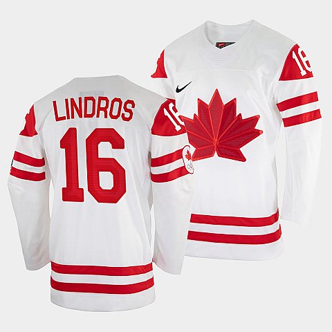 Men's Eric Lindros Canada Hockey White 2022 Winter Olympic #16 Salt Lake City Jersey