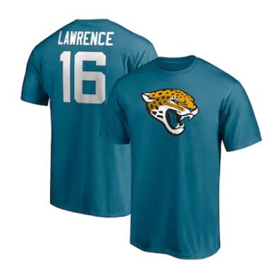 Men's Fanatics Branded 16 Trevor Lawrence Teal Jacksonville Jaguars Player Icon T-Shirt