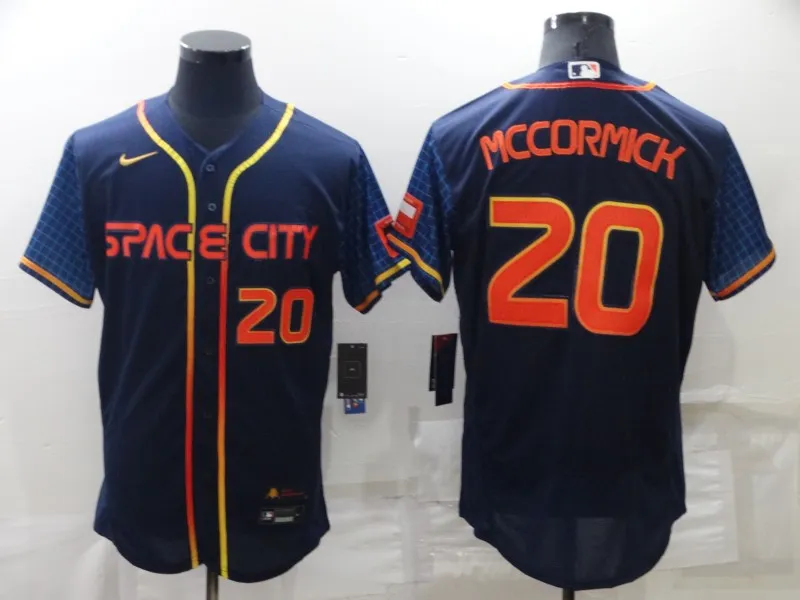 Men's Houston Astros #20 Chas McCormick Number 2022 Navy Blue City Connect Flex Base Stitched Baseball Jersey