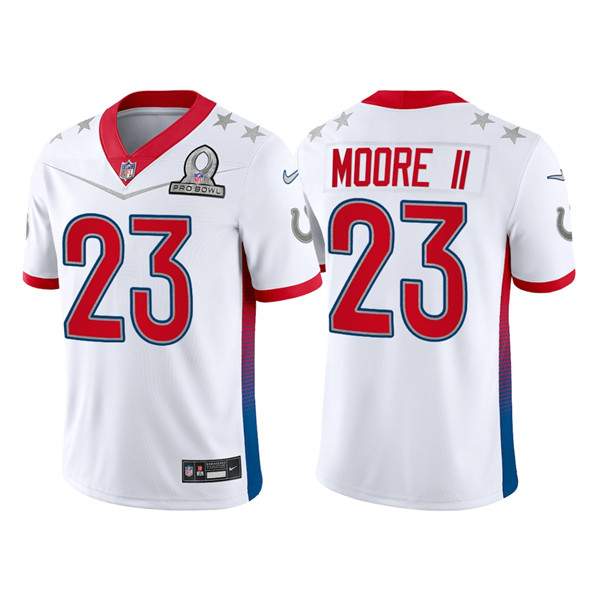 Men's Indianapolis Colts #23 Kenny Moore II 2022 White AFC Pro Bowl Stitched Jersey