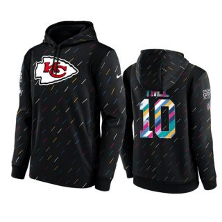 Men's Kansas City Chiefs #10 Tyreek Hill 2021 Charcoal Crucial Catch Therma Pullover Hoodie