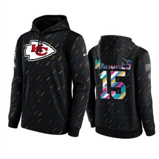 Men's Kansas City Chiefs #15 Patrick Mahomes 2021 Charcoal Crucial Catch Therma Pullover Hoodie