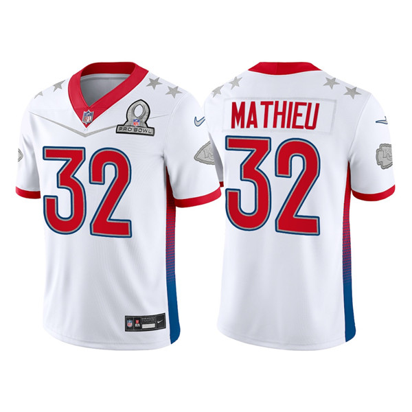 Men's Kansas City Chiefs #32 Tyrann Mathieu 2022 White AFC Pro Bowl Stitched Jersey