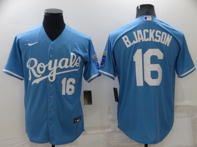 Men's Kansas City Royals #16 Bo Jackson Light Blue Stitched MLB Cool Base Nike Jersey