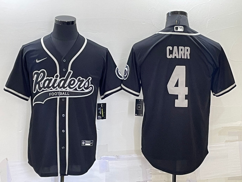 Men's Las Vegas Raiders #4 Derek Carr Black Stitched MLB Cool Base Nike Baseball Jersey
