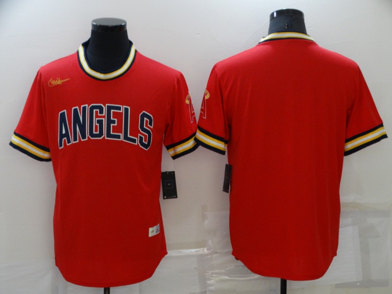 Men's Los Angeles Angels Blank Red Cool Base Stitched Jersey