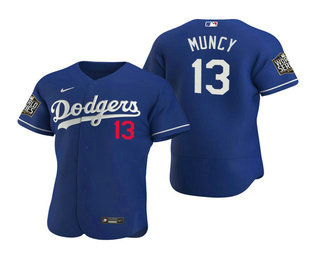 Men's Los Angeles Dodgers #13 Max Muncy Royal 2020 World Series Authentic Flex Nike Jersey