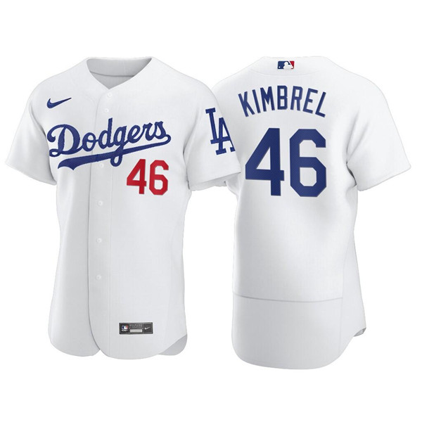 Men's Los Angeles Dodgers #46 Craig Kimbrel White Flex Base Stitched Jersey