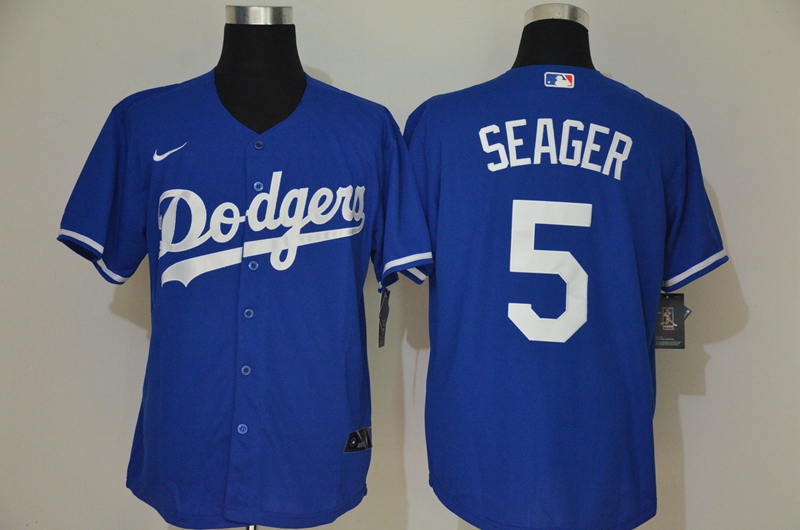 Men's Los Angeles Dodgers #5 Corey Seager Blue Stitched MLB Cool Base Nike Jersey