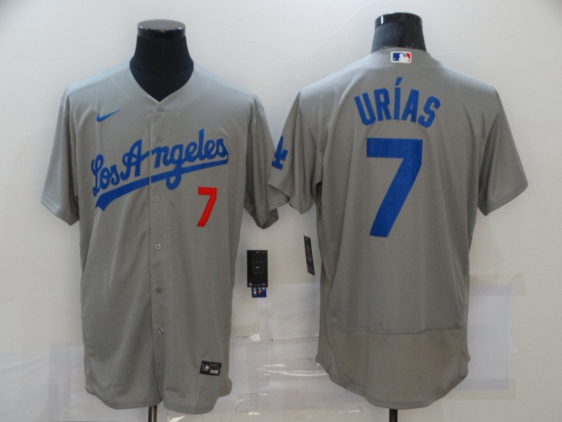 Men's Los Angeles Dodgers #7 Julio Urias Grey Stitched MLB Cool Base Nike Jersey